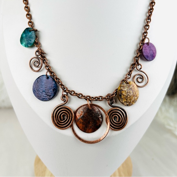 Pretty modernist style vintage costume necklace - Picture 3 of 8